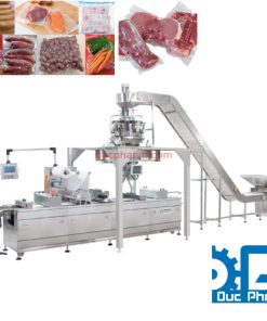 Máy đóng gói hút chân không liên tục + cân định lượng Đức Phát