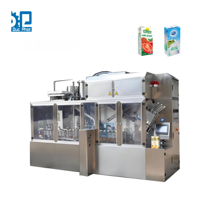 Máy chiết rót sữa tươi đóng hộp giấy tự động hộp sẵn