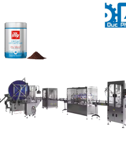 Máy đóng gói cà phê bột ̣dạng lon thiếc