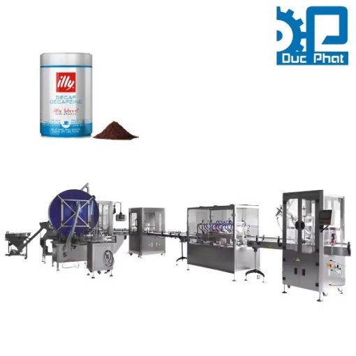 Máy đóng gói cà phê bột ̣dạng lon thiếc