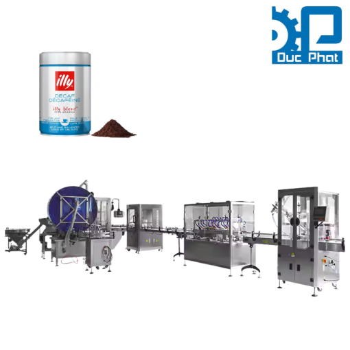 Máy đóng gói cà phê bột ̣dạng lon thiếc
