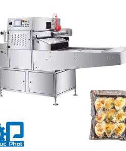 Máy đóng gói khay hàu sữa, hến chút chân không bán tự động