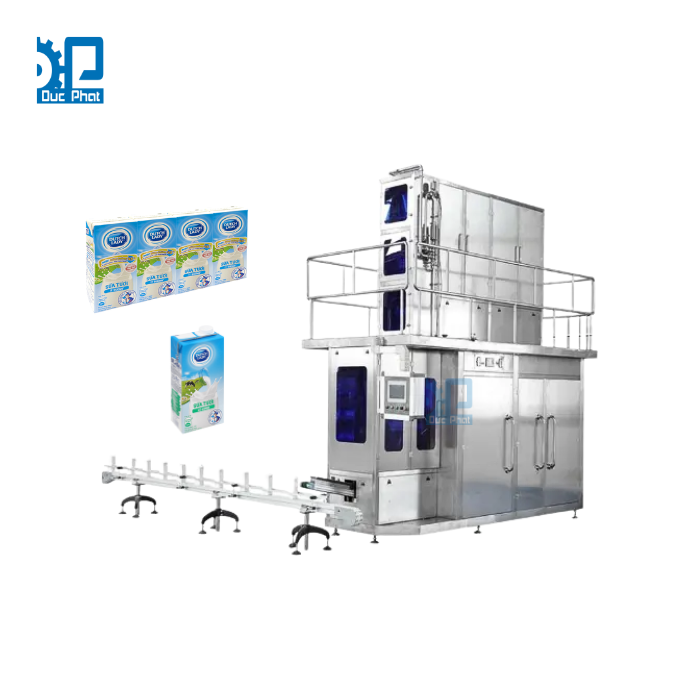 Máy chiết rót sữa tươi hộp giấy từ cuộn màng