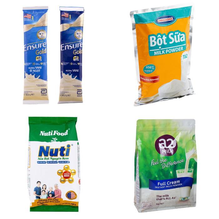Các loại sữa bột đóng túi