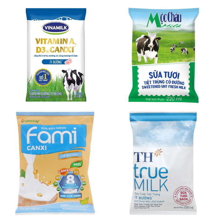Các loại sữa túi