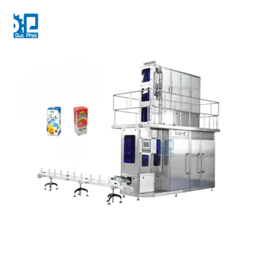 Máy chiết rót nước hoa quả hộp giấy tự động từ cuộn màng