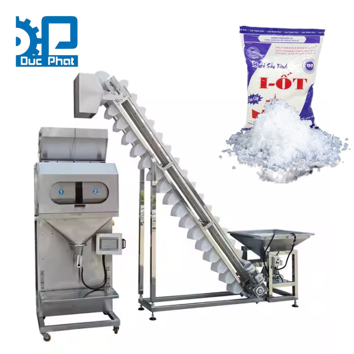 Máy đóng gói muối cân định lượng bán tự động đóng bao
