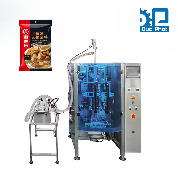 Máy đóng gói nước lẩu túi bụng máng cổ áo