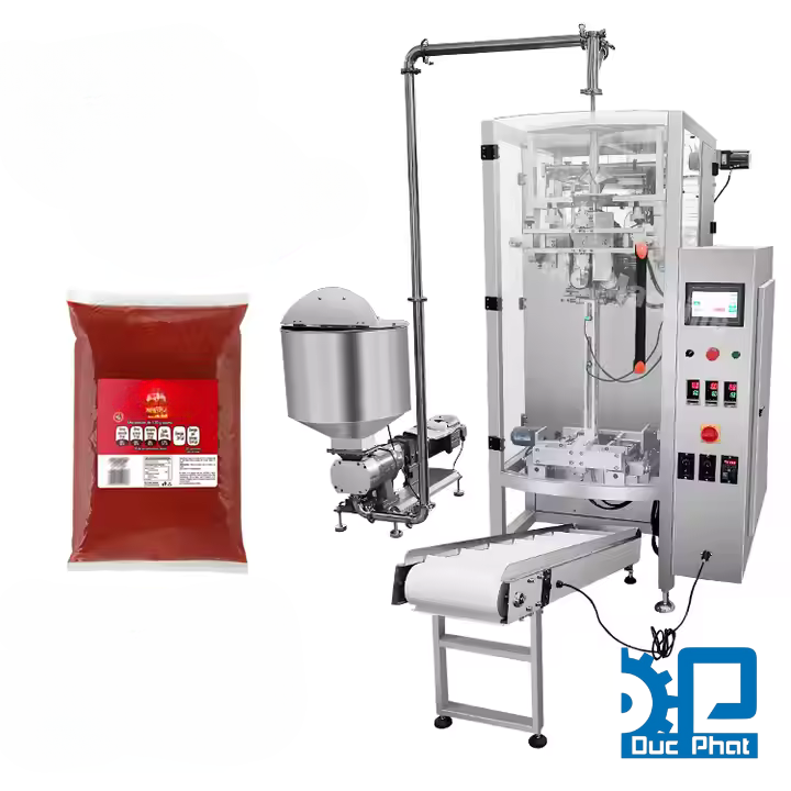 Máy đóng gói sate túi bụng máng cổ áo