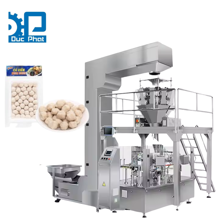 Máy đóng gói thịt, cá viên hút chân không - máy Rotary