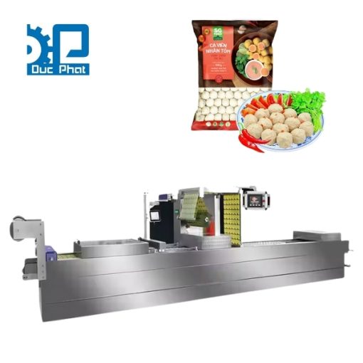 Máy đóng gói thịt, cá viên hút chân không tự động- Máy nằm ngang