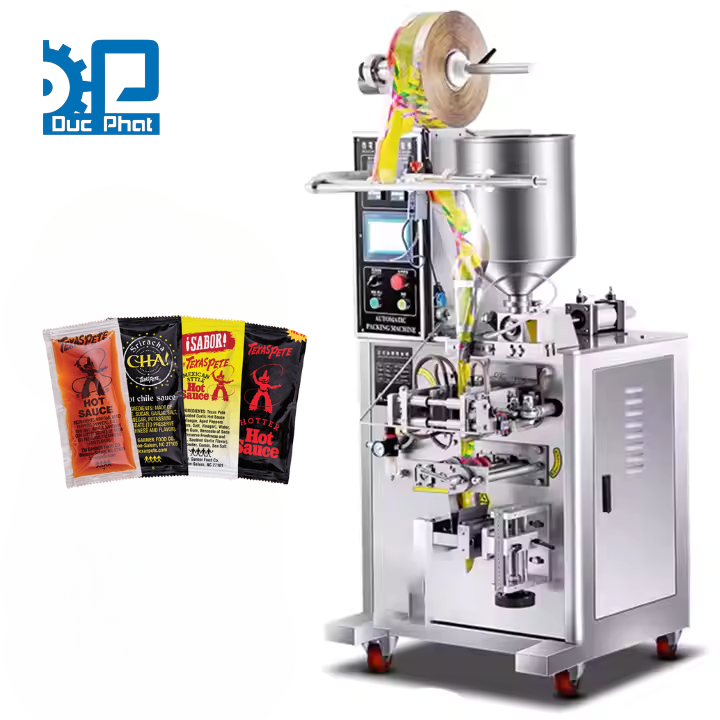 Máy đóng gói tương ớt, tương cà túi 4 biên