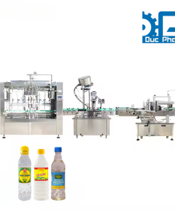 Máy chiết, dán, xoắn nắp chai giấm trắng
