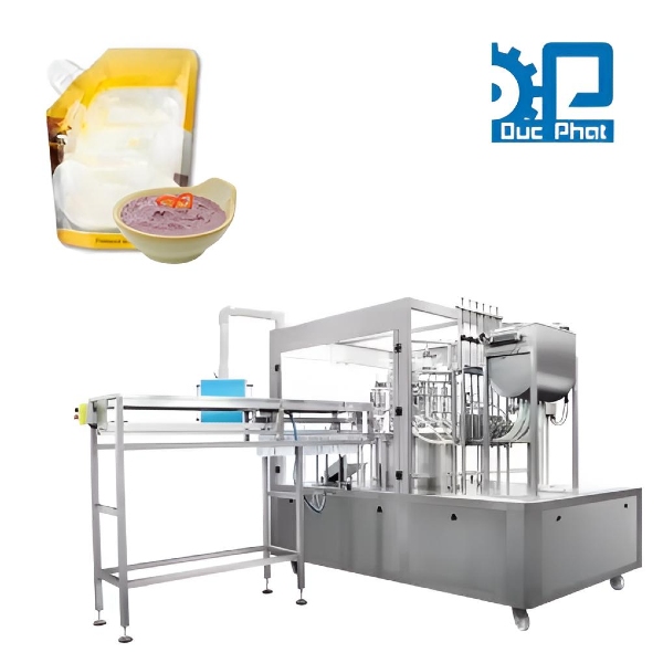 Máy chiết xoắn nắp mắm tôm túi có sẵn