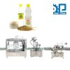 Máy chiết, xoắn nắp, dãn nhãn chai giấm gạo tự động