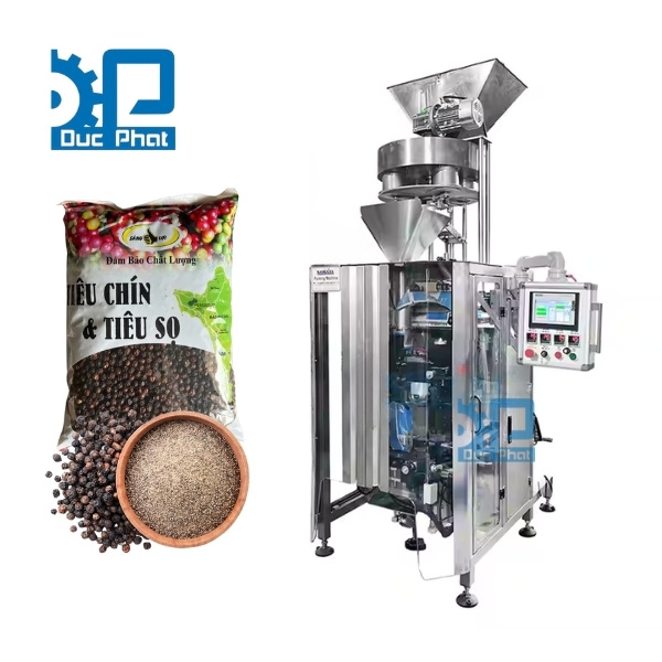 Máy đóng gói hạt tiêu máng cổ áo túi bụng