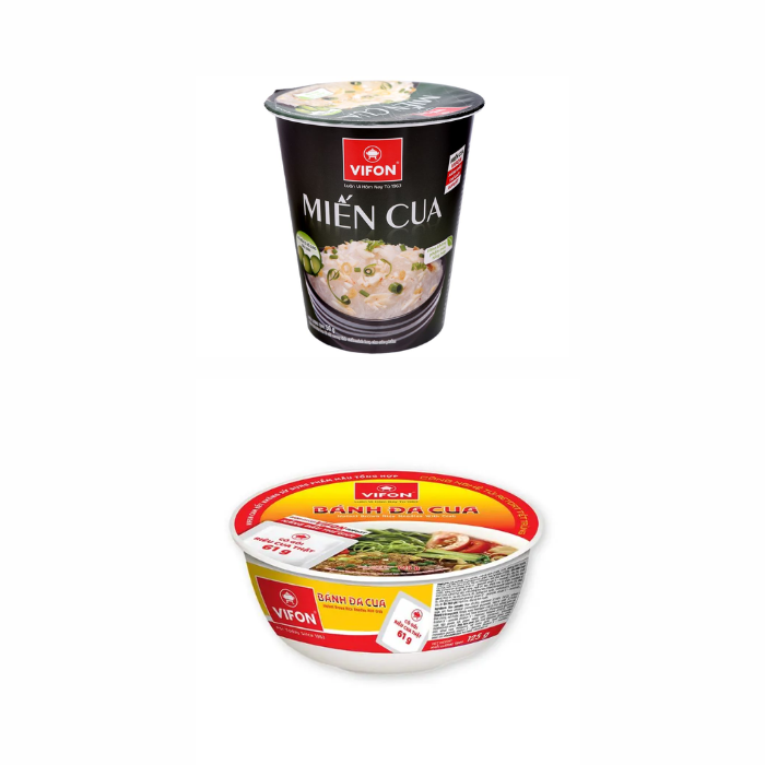 Đóng gói miến, bánh đa dạng ly, cốc