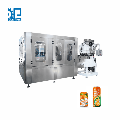 Máy chiết rót nước ép cam đóng lon
