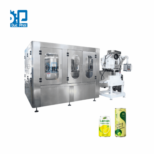 Máy chiết rót nước ép chanh đóng lon