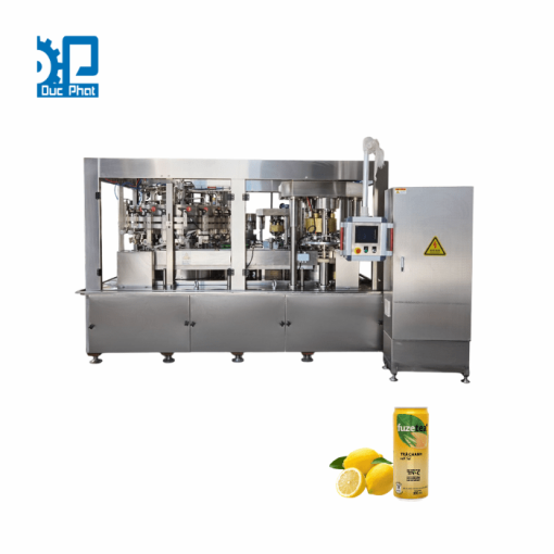Máy chiết rót trà chanh đóng lon