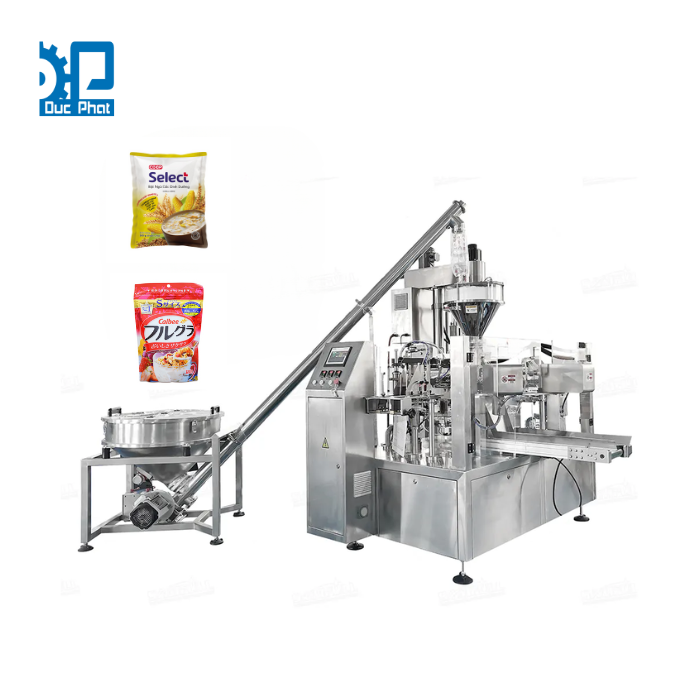 Máy đóng gói bột ngũ cốc túi sẵn trạm xoay