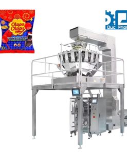 Máy đóng gói kẹo mút túi bụng máng cổ áo cân định lượng Rotary cấp liệu tự động