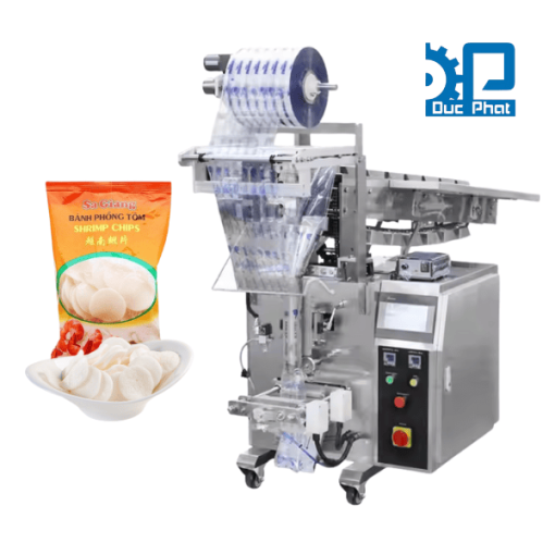 Máy đóng gói phồng tôm băng tải gầu túi bụng