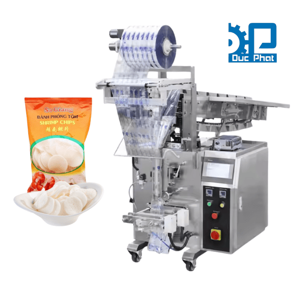 Máy đóng gói phồng tôm băng tải gầu túi bụng