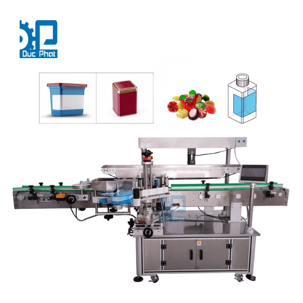 Máy dán nhãn 3 mặt hũ bánh kẹo 