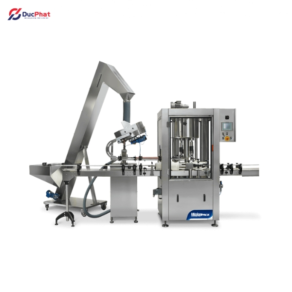 Sử dụng máy cấp nắp và mâm xoay định hướng kết hợp máy đóng nắp chai Sử dụng máy cấp nắp và mâm xoay định hướng kết hợp máy đóng nắp chai