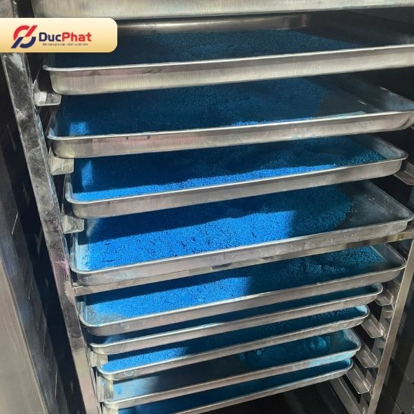 Tủ sấy khay Đức Phát đang vận hành sấy khô hạt cốm dược liệu Tủ sấy khay Đức Phát đang vận hành sấy khô hạt cốm dược liệu